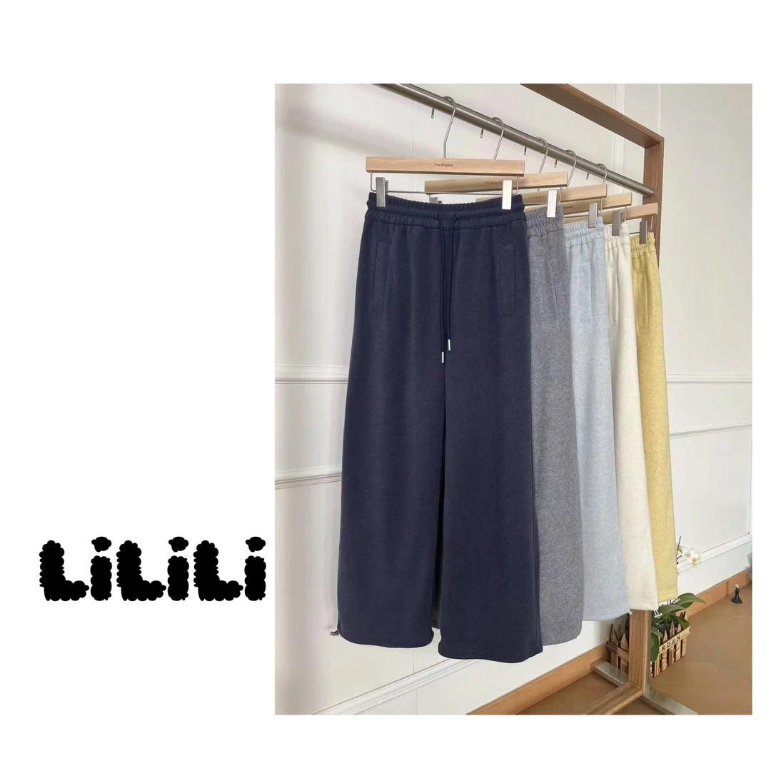 LILILi-「春款韩国单」25早春慵懒垂坠两穿显瘦毛巾裤