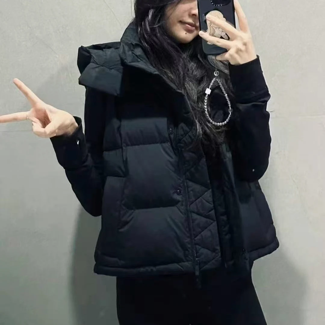 LULU款四格泡芙短款立领连帽保暖外防风防鸭绒羽绒服