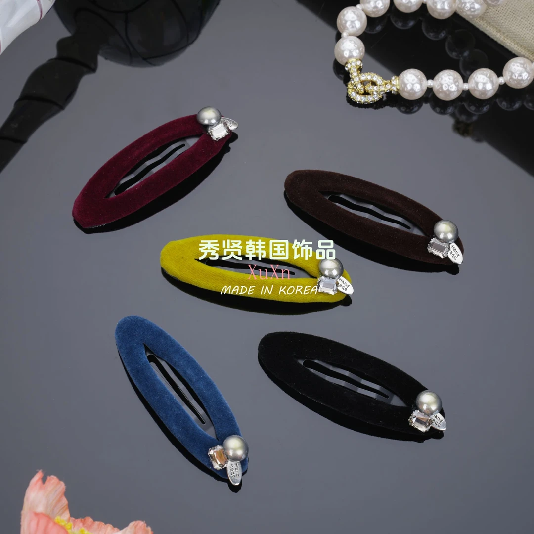 韩国植绒珠钻BB夹气质百搭复古优雅时尚法式成人简约韩版ins