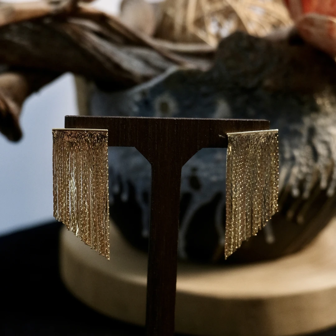 铜合金耳饰 金色流苏气质耳环