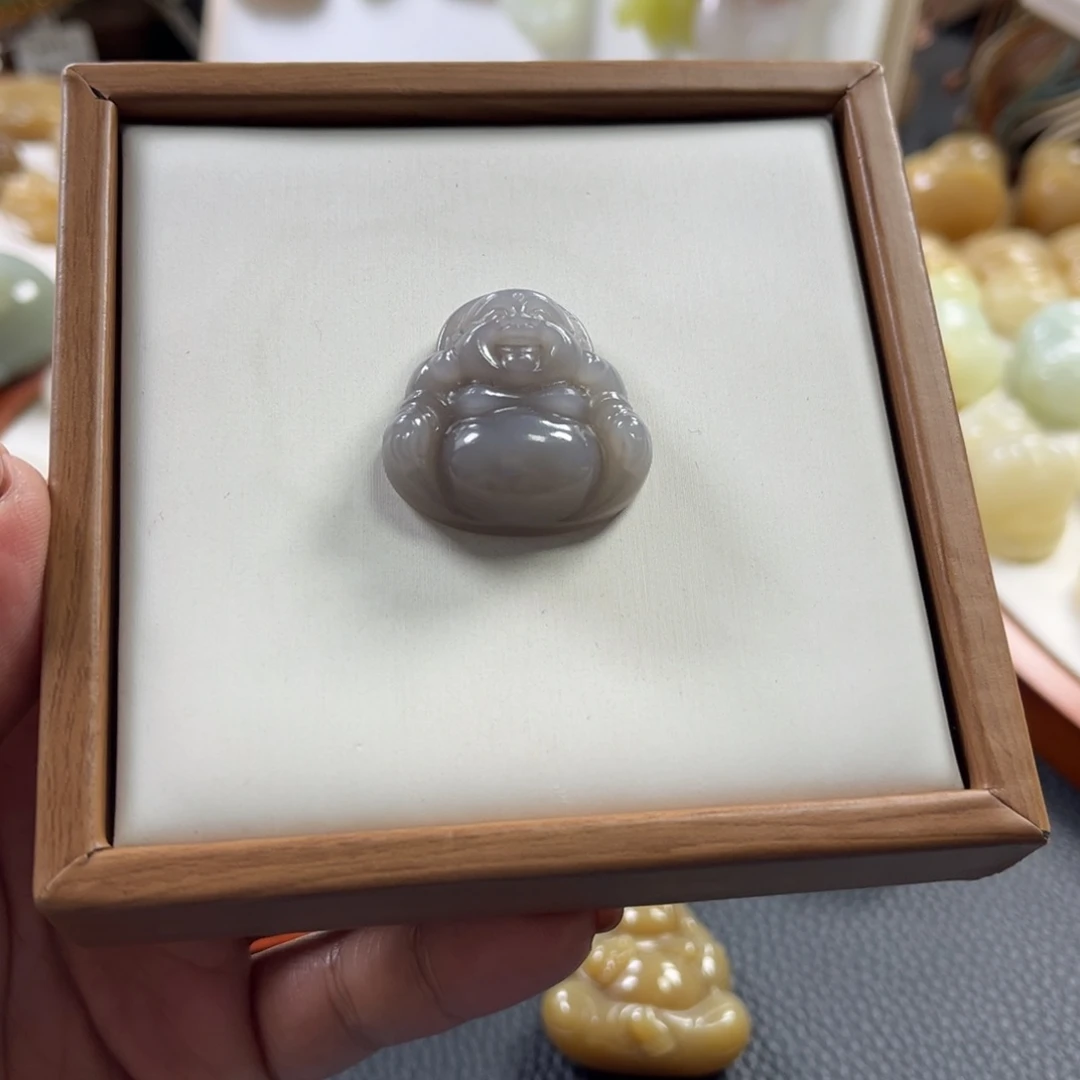 和田玉未镶嵌颈饰和田玉烟紫30正装佛公