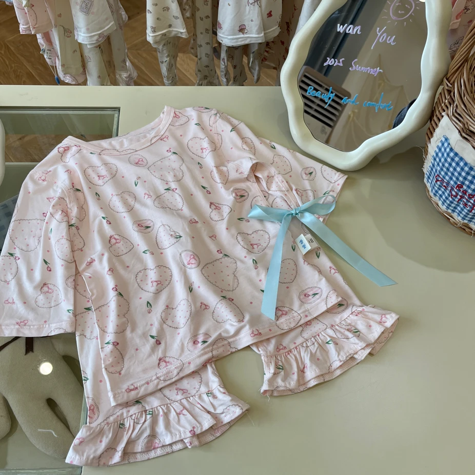 T1-4。3215 IU家儿童家居服郁金香七分袖套装