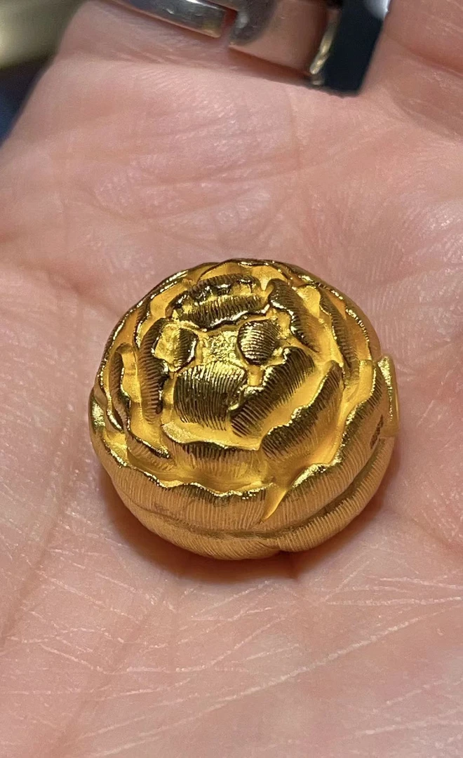 足金999 古法传承经典百搭牡丹花 龙珠 配件