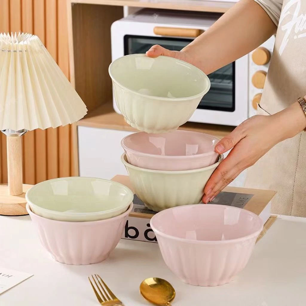 INS风雅枫奶油6英寸碗4只装/6只装家用饭碗混合装情侣创意