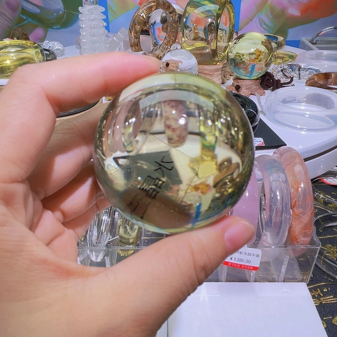 水晶珠宝半成品未镶嵌天然黄水晶球