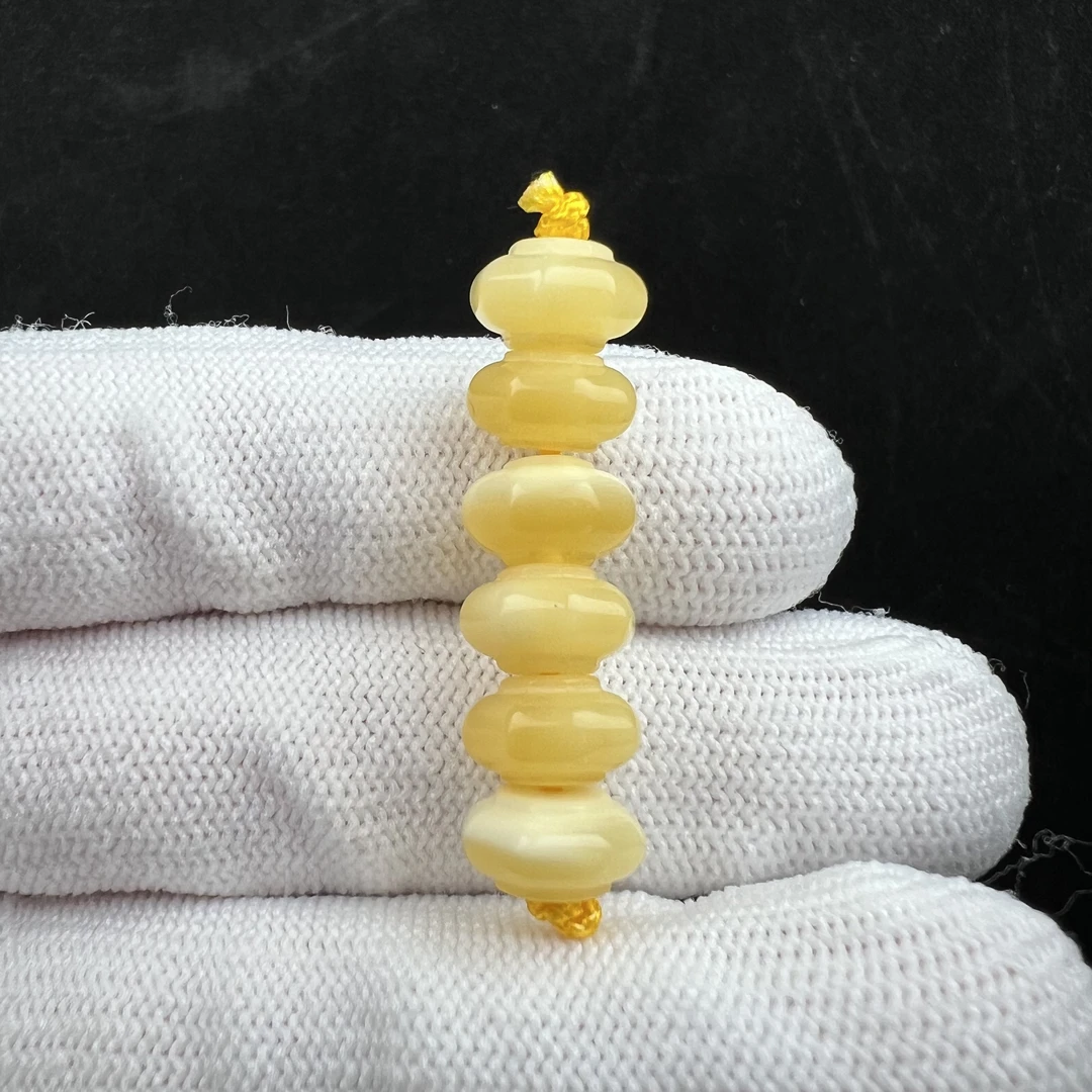 K3988天然原矿蜜蜡 隔珠9.4mm支持复检假一罚十