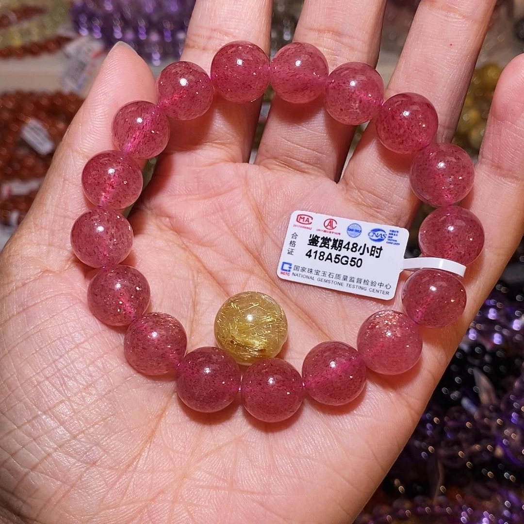 【闪购商品】水晶手串未镶嵌用****6红草莓加金发12.14m