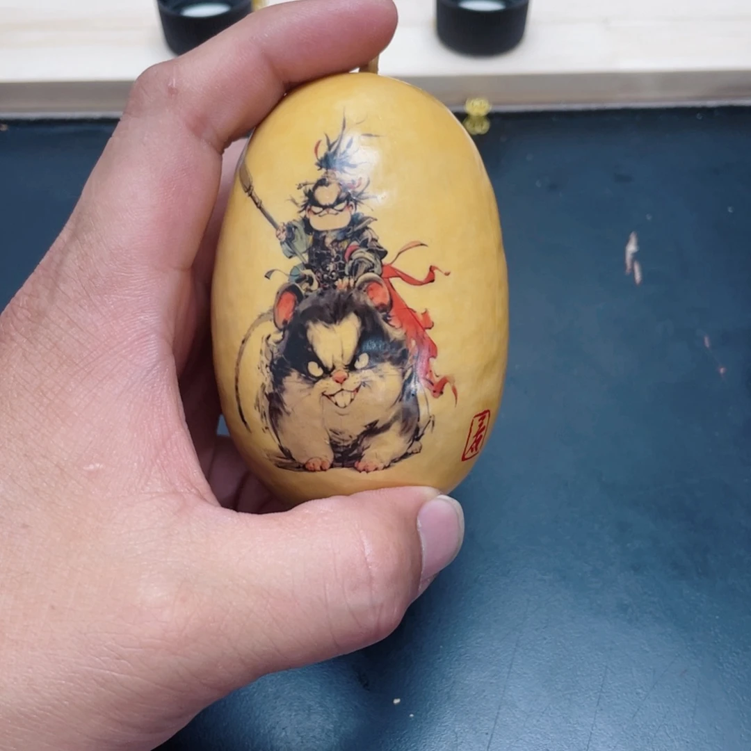 竹实心竹手把件葫芦彩绘0010