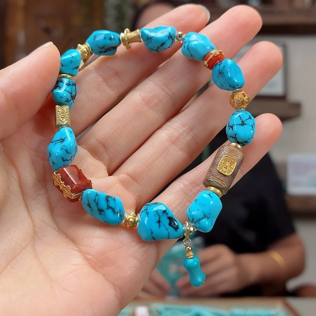 18K金镶嵌绿松石珠宝奇石