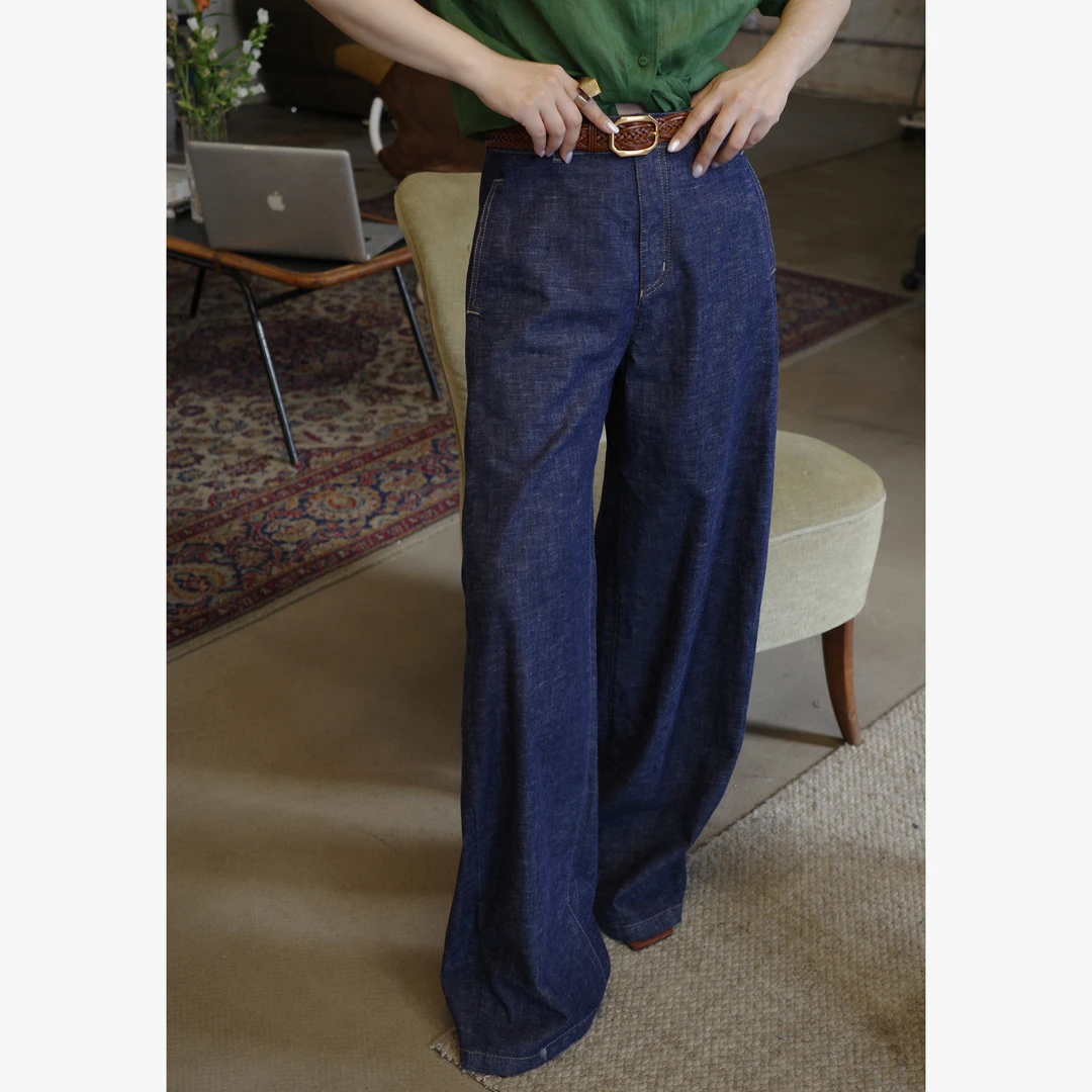 【凌云志】老粉必入 时髦搭配 松弛感麻感夏季薄牛仔西裤镰刀裤