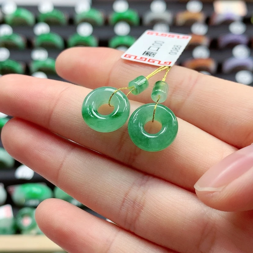 【闪购商品】翡翠戒指未镶嵌甜甜圈一对