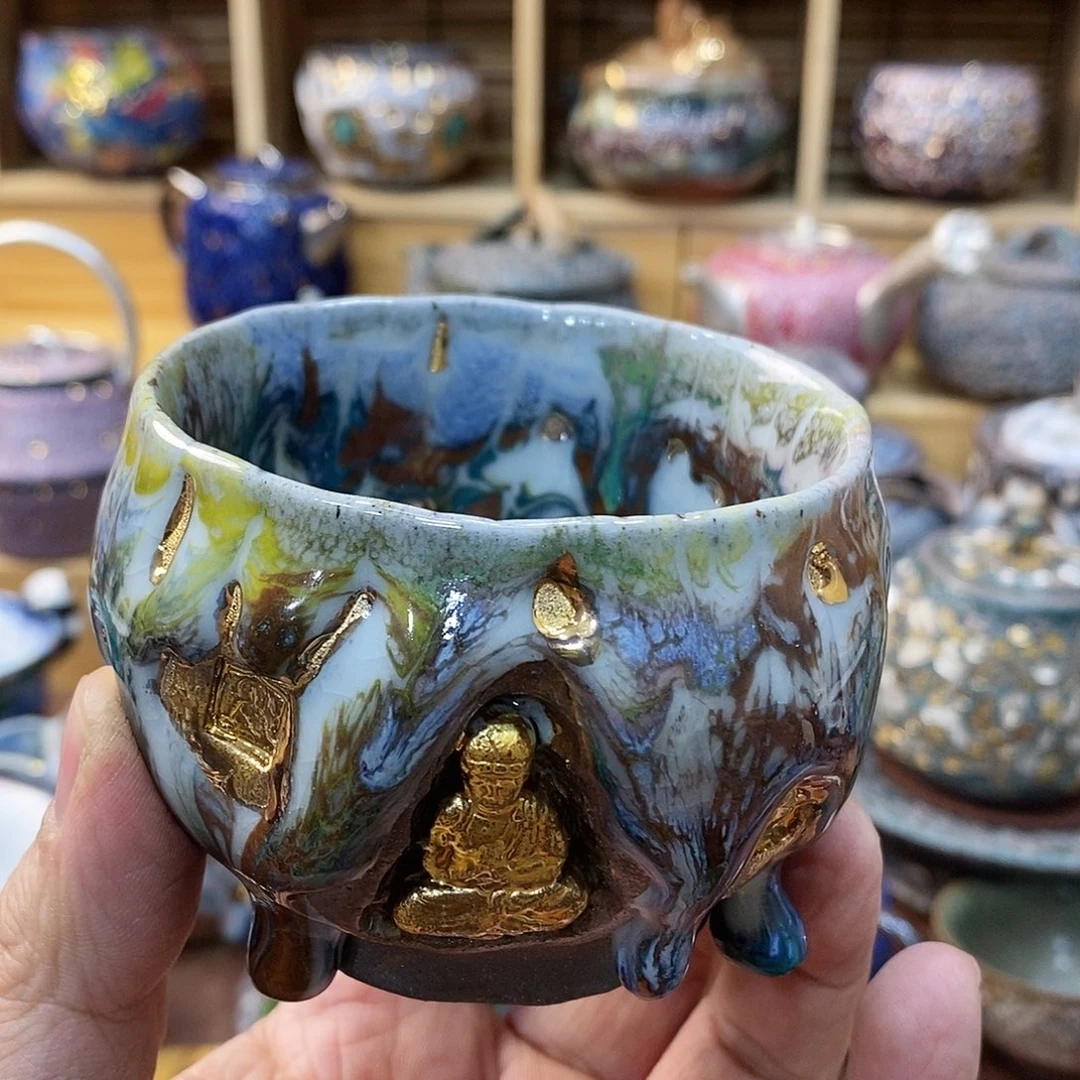 粗陶志野柴烧茶器