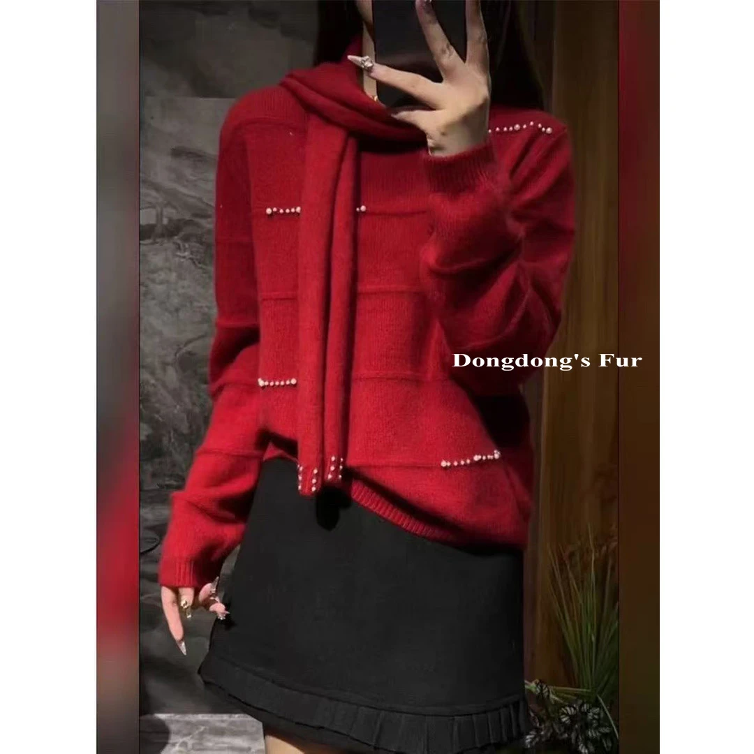 本命年红色短毛衣红色毛衣短款女毛针织衫网红针织