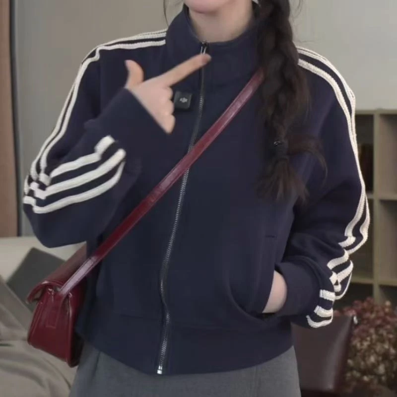 2# 拼白边藏蓝色休闲外套-5008-5