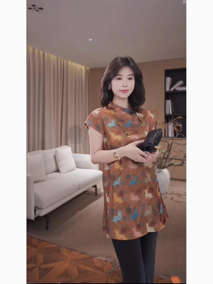 广州琴姐【兔乐园】国风立领小兔子盘扣无袖背心上衣女夏季新款0108