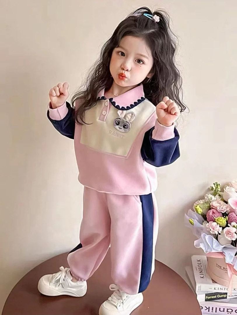 女童春装运动套装2025新款儿童兔子警官时髦两件套宝宝春秋款衣服