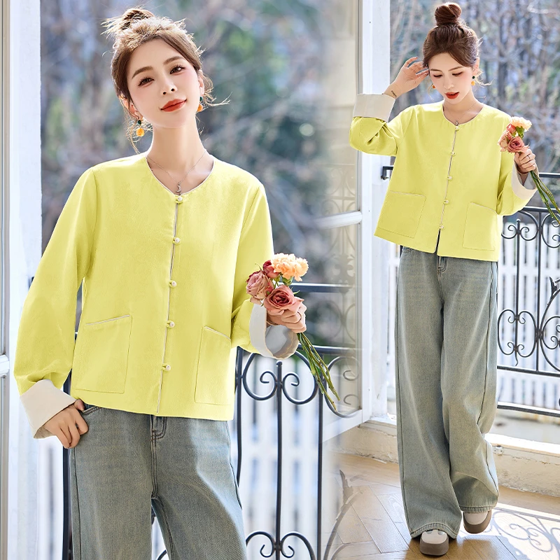 新中式国风提花外套女2025春季新款复古撞色气质时尚减龄短款上衣