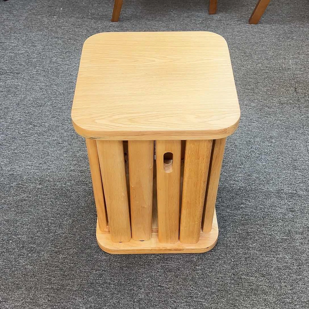 实木家具方形叠叠凳原木色