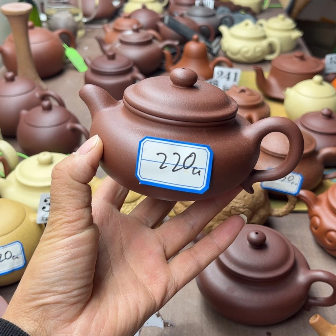 紫砂茶壶紫泥半手工220cc