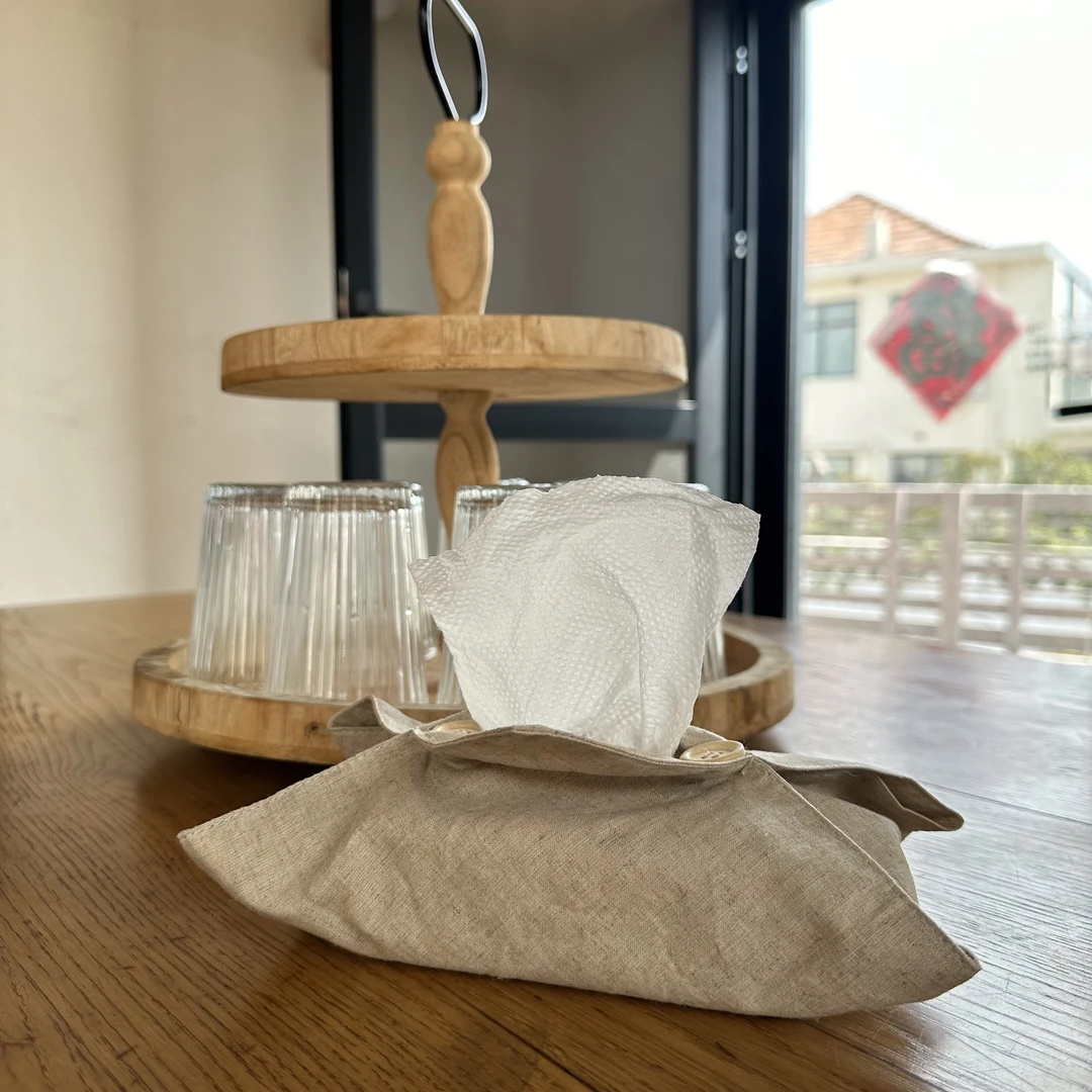 【侘寂风艺术款】雨露亚麻双层抽纸包 【一只装】长18*宽10左右