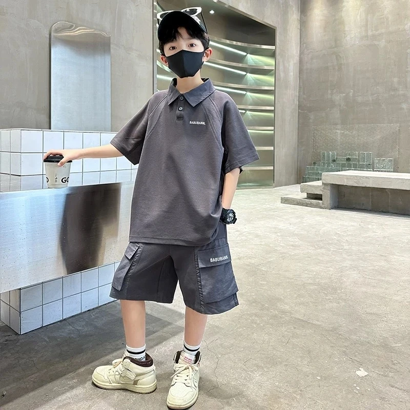 【实体品质】儿童时尚T袖套装2025新款休闲套装短袖T恤夏季上衣裤子