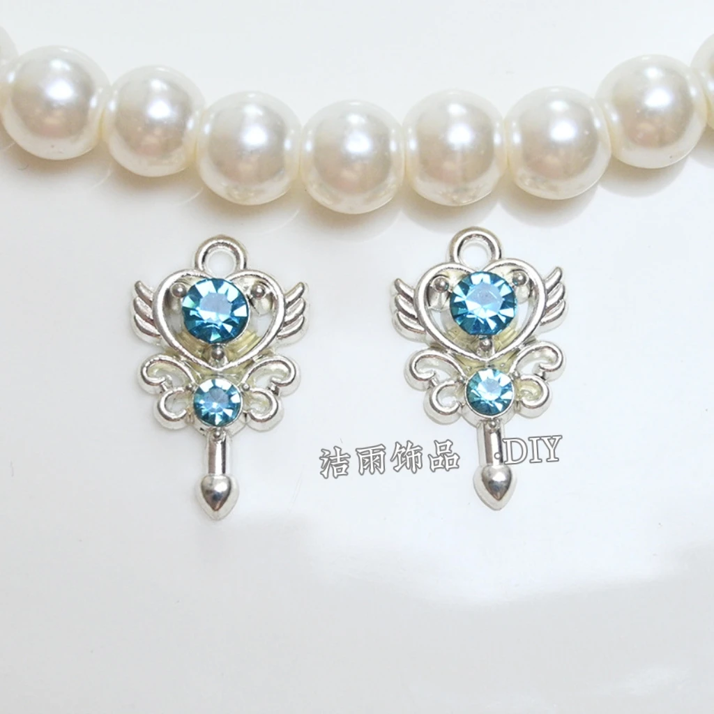 (洁雨饰品 DIY)  P763  “ 魔法仙女棒 ”  银蓝色甜酷女孩diy挂坠