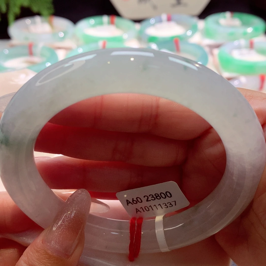 未镶嵌手镯翡翠60胖圆条 冰飘花（1号）