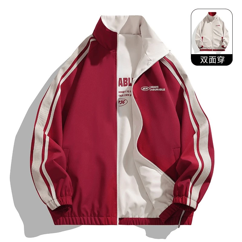 2025春秋新款双面穿外套男痞帅潮牌高级感港风日系休闲冲锋衣夹克