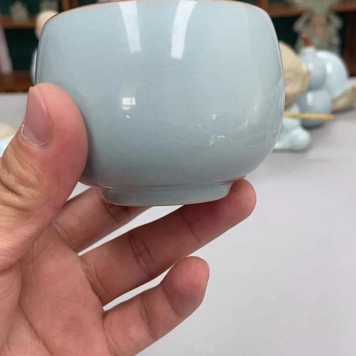 瓷老*天青色张君老师瑕大肚杯
