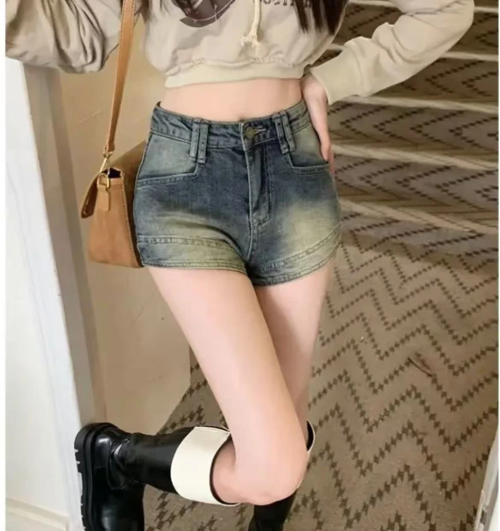 （001-050）夏季牛仔短裙短裤显瘦高腰百搭辣妹时尚休闲薄款修身