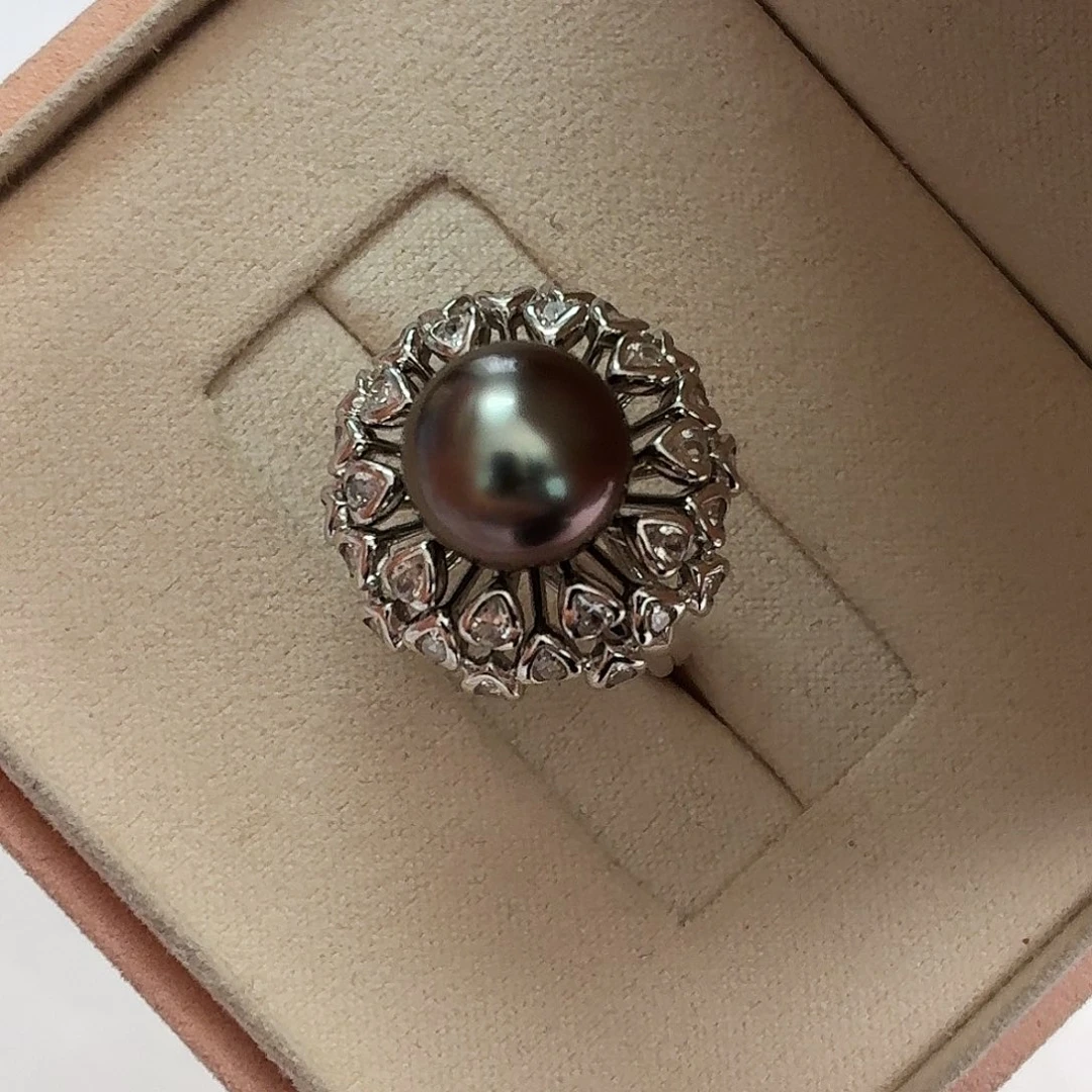 海水珍珠银S925镶嵌戒指