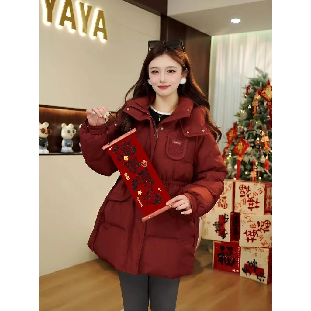 YAYA/鸭鸭中长款羽绒服女冬季2025新款韩版收腰时尚25Y002