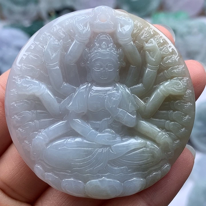 翡翠未镶嵌颈饰千手观音福利