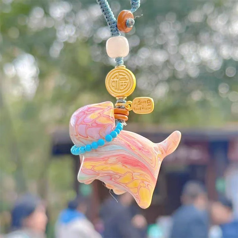 【释伲雅财彩猫咪】灵隐钱袋子袋挂件大漆多彩可爱猫咪包挂钥匙挂