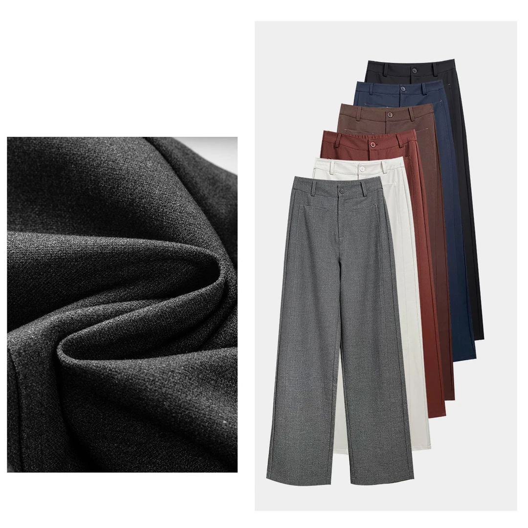 【爆款】天丝羊毛窄版直筒裤垂感流行显瘦百搭休闲阔腿裤设计流行