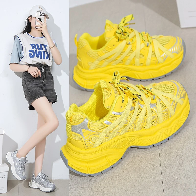 夏季轻奢百搭厚底薄款透气网面时尚休闲鞋韩版学生老爹鞋1288A女