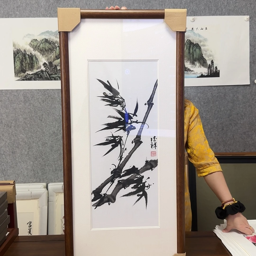 国画竹子 35*75 实木框裱 宣纸 孤品 纯手绘 年底福利