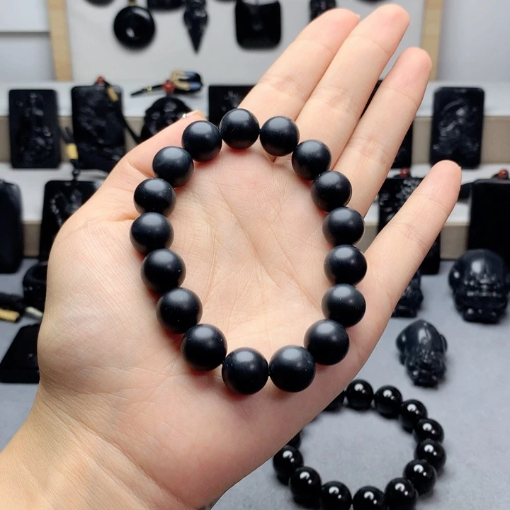 手串未镶嵌和田玉（墨玉）特价12mm