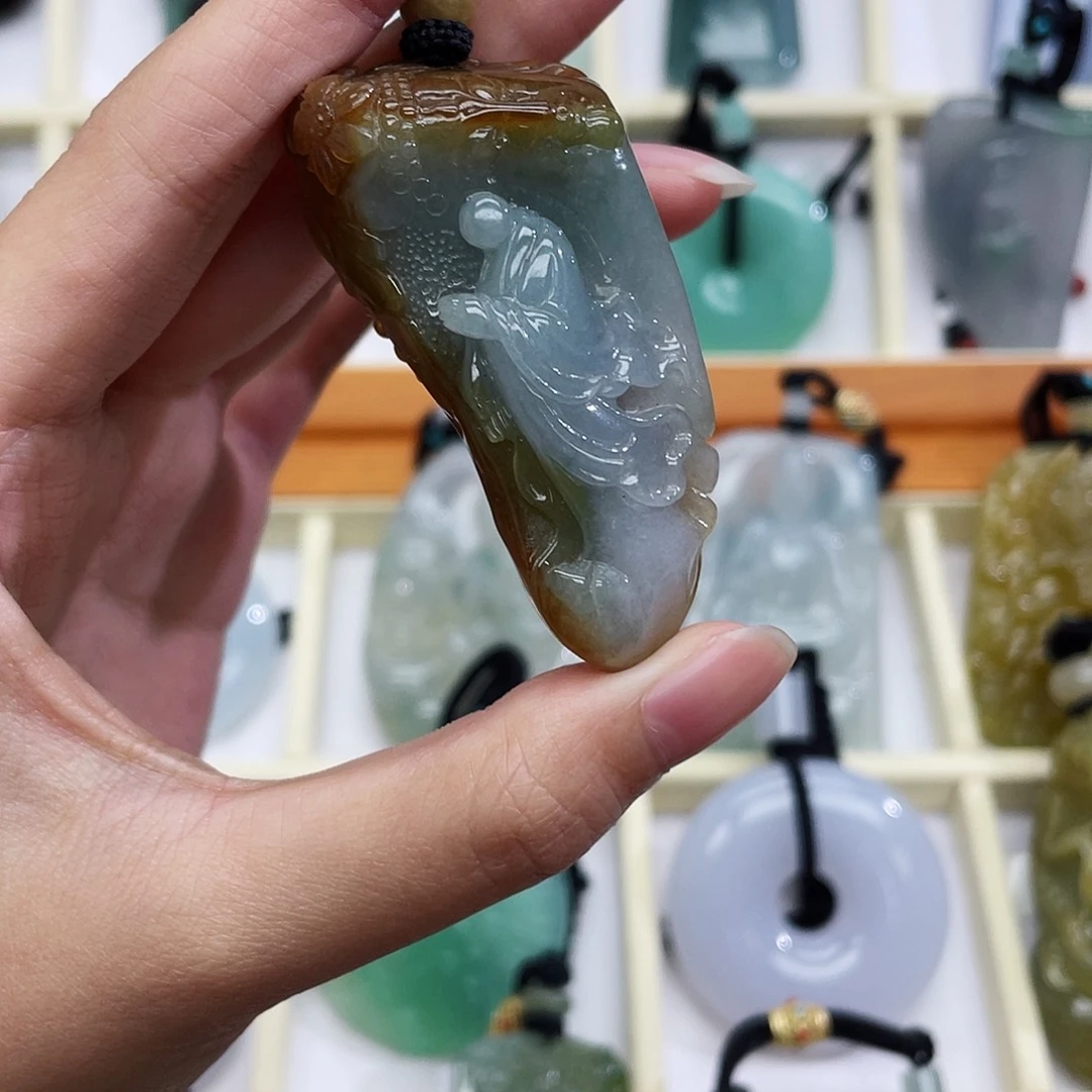 安***茶未镶嵌挂件翡翠天然缅甸翡翠A货悟道