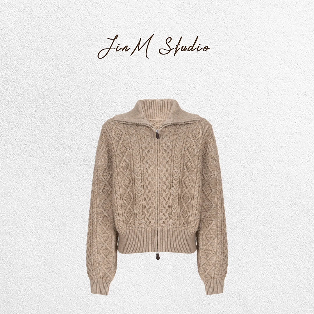 Jinmstudio丨【璀璨雕刻】100康赛妮羊绒绞花针织外套602501A6725