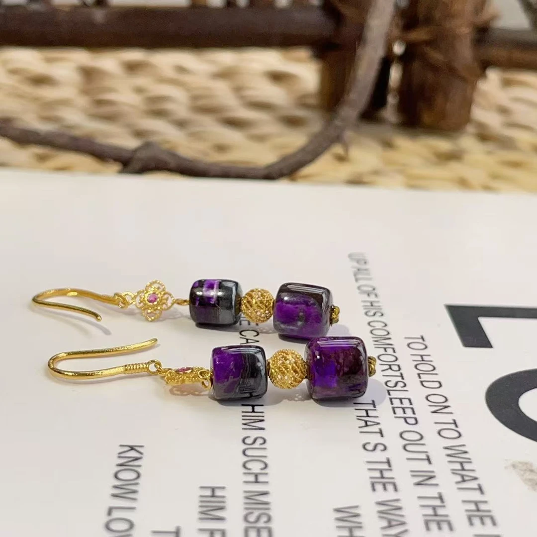 舒俱来丝绒桶珠耳钩/18k（风荷）AZB5788