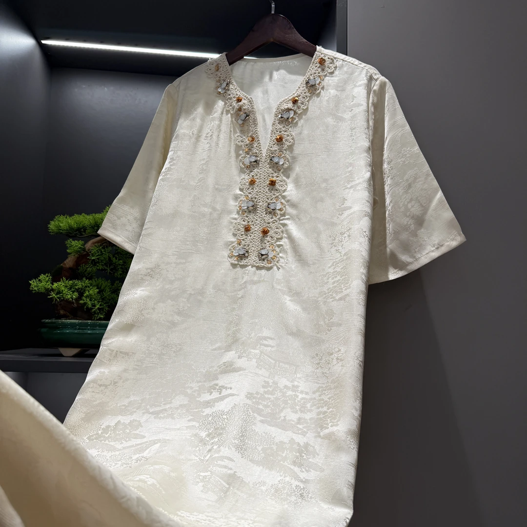 【晚风】中式连衣裙传统改良复古夏季亭台女装宽松气质连衣裙5212