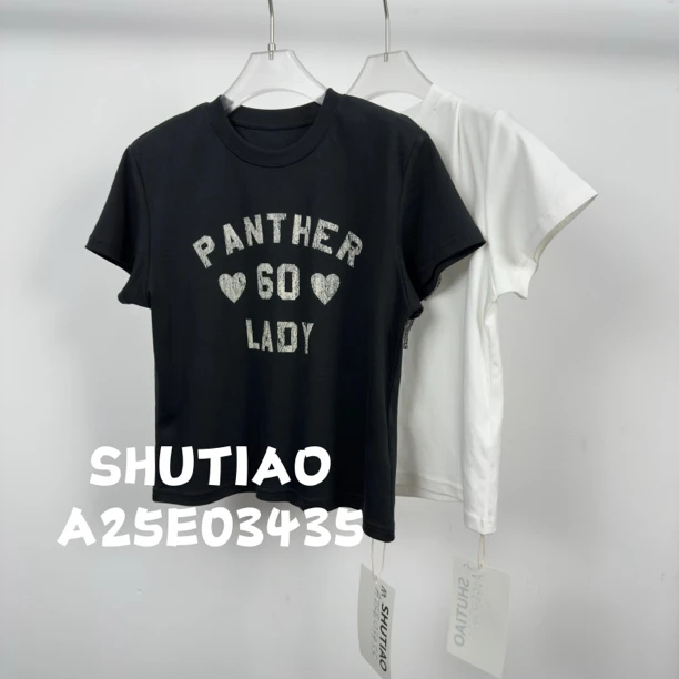 【SHUTIAO】2025夏季：新款小众设计款T恤A25E03435