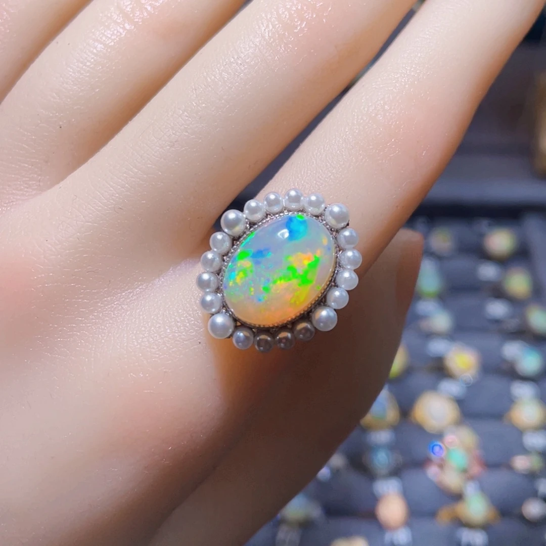 欧泊戒指〉银S925镶嵌超****爱