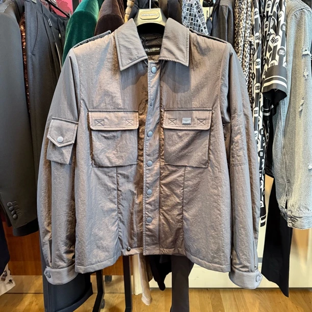 （可可在米兰）D...G新款意式剪裁商务休闲枪灰色棉服工装服