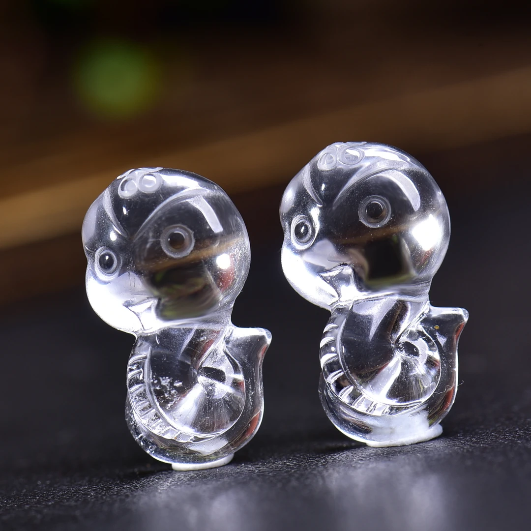 天然白水晶蛇形小蛇隔珠配饰串珠DIY串饰散珠金刚星月菩提配件