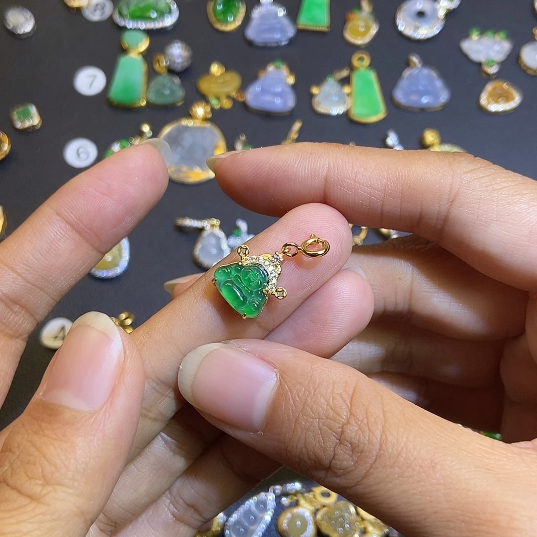 翡翠银S925镶嵌吊坠(不含链)