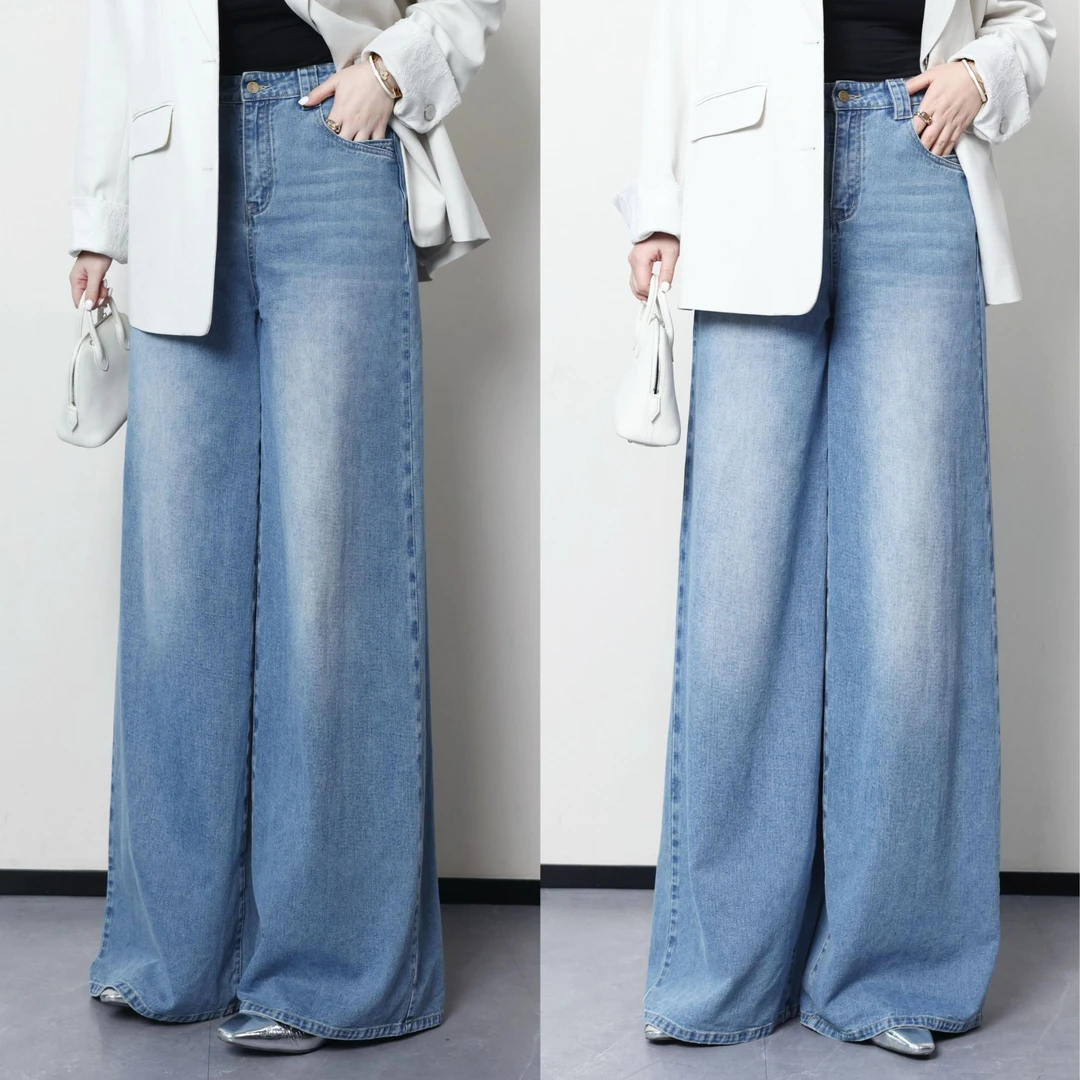 QC杨杨【感知自我】微胖大码女装早春复古显瘦港风牛仔裤ZY412L38