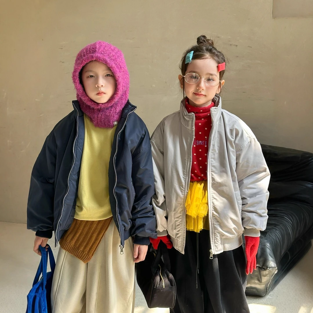 冬季新款韩版儿童飞行员棉服加厚男童女童痞帅立领防风加棉棉衣潮