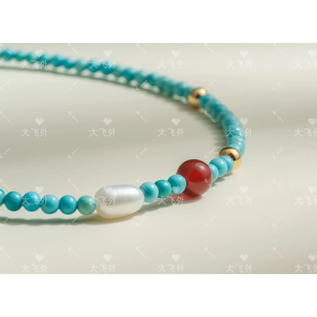 铜合金项链 【蓝色冰岛系列&绿松珍珠项链】时尚轻奢绿松珍珠项链26
